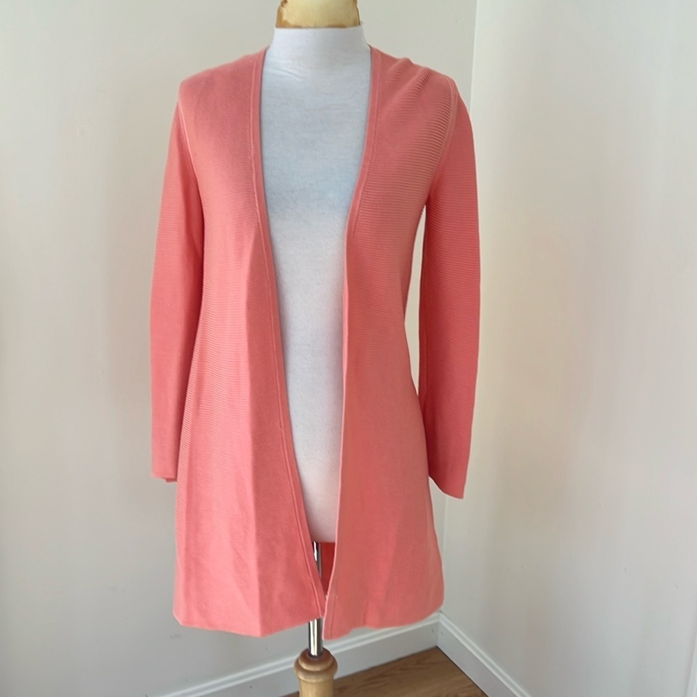 New! Talbots XS peachy orange ribbed open long sleeve cardigan.